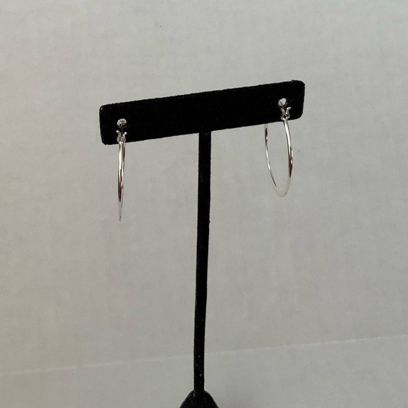 Argento Vivo Sterling Silver Large Flat Hoop Earrings - Picture 6 of 10